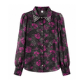 Women’s Floral Printed Full Sleeve Shirt with Embellished Collar | Stylish Western Wear Top
