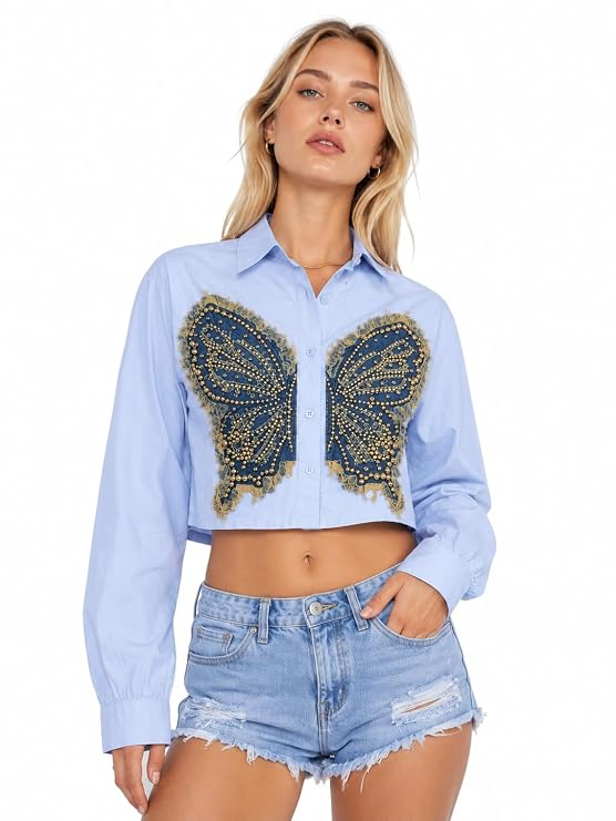 Mad Love Butterfly Crop Shirt - additional view