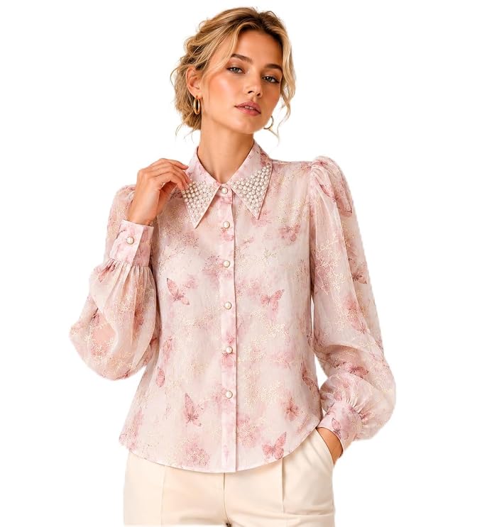 Women's Premium Floral Butterfly Print Shirt