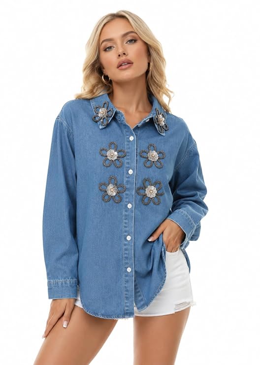 Mad Love Embellished Denim Shirt - additional view