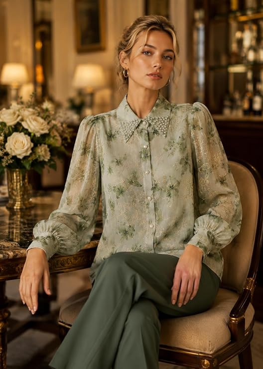 Women's Premium Floral Butterfly Print Shirt