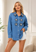 Mad Love Embellished Denim Shirt - side view