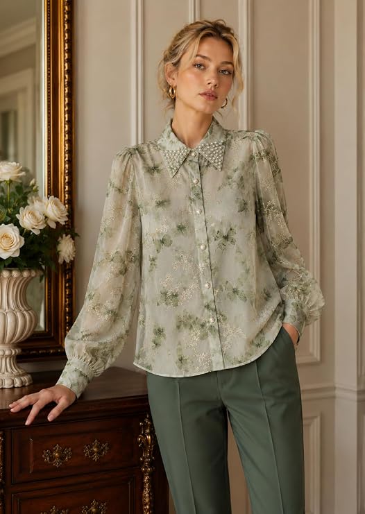 Women's Premium Floral Butterfly Print Shirt