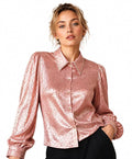 Women Shirt | Premium Shimmer Satin Top for Women | Stylish Puff Sleeve Shirt | Elegant Designer Fashion Top for Party, Special Occasion
