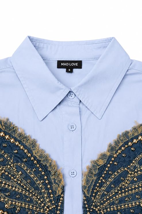 Mad Love Butterfly Crop Shirt - detail close up