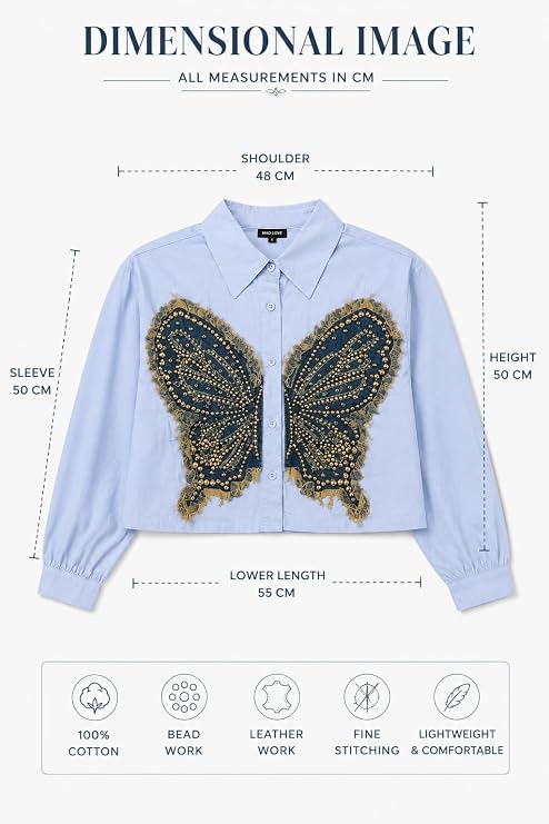 Mad Love Butterfly Crop Shirt - front white background