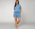 Mad Love Women’s Printed Denim Co-Ord Set | Stylish Jacket & Wide-Leg Pants Two Piece Outfit | Casual Western Travel Coord Set for Women (Bow Printed)