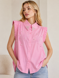 Pink Pearl Embellished Ruffle Shirt