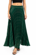 Magenta Pleated Maxi Skirt with Shimmer Detail