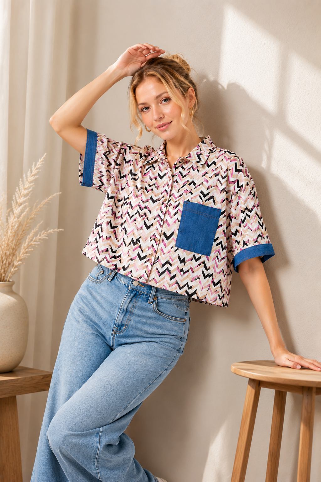 Half Sleeve Crop Shirt