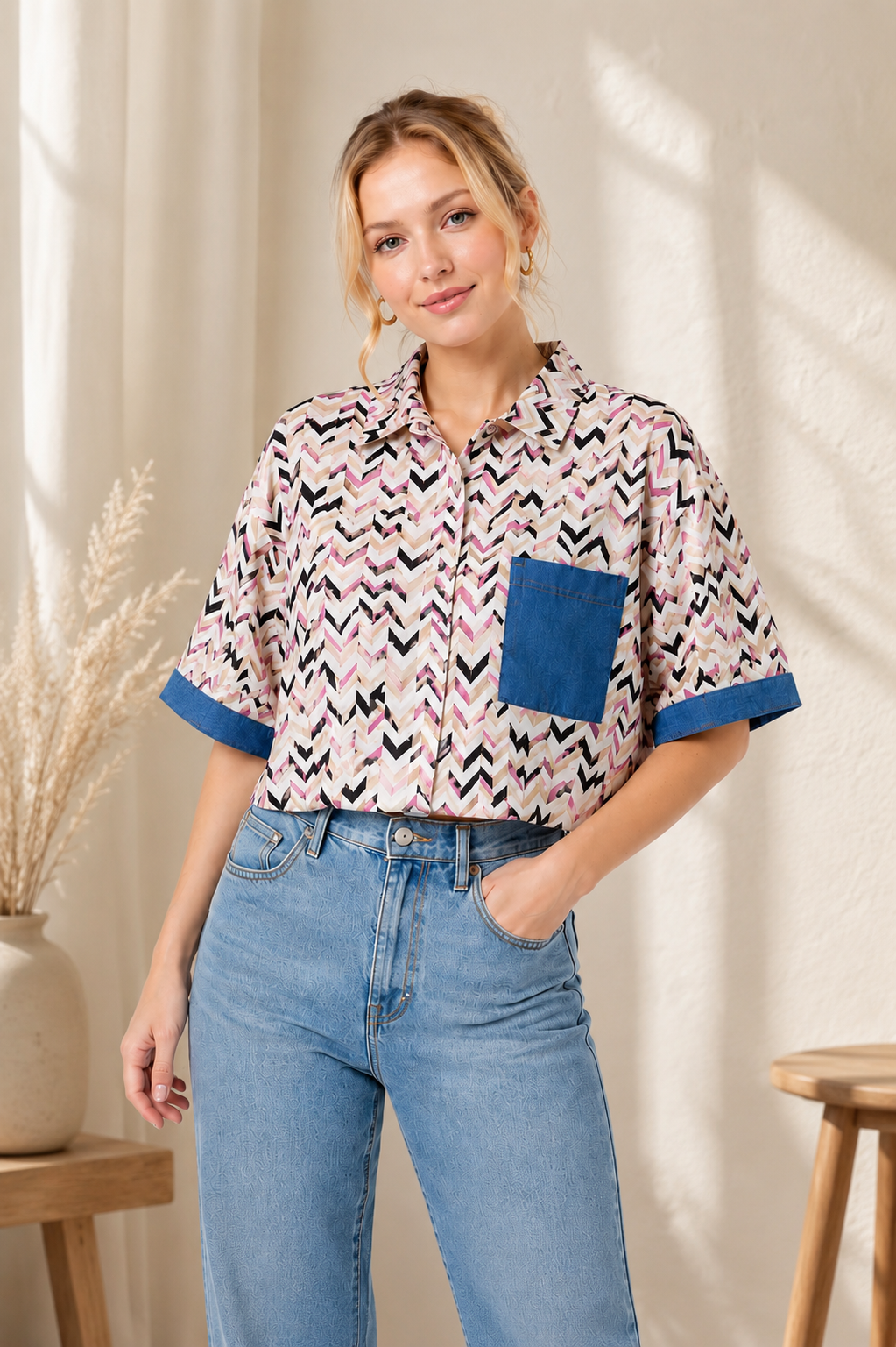 Half Sleeve Crop Shirt