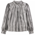 Women’s Silver Shimmer Top for Women | Premium Party Wear Full Sleeve Stylish Designer Western Fashion Shirt for Women