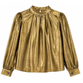 Mad Love Women’s Metallic Gold Party Wear Top | Premium Shimmer Full Sleeve Designer Shirt | Elegant Stylish Western Wear Fashion Top for Women
