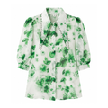 Mad Love Women’s Floral Printed Puff Sleeve Shirt | Elegant Pearl Embellished Collar Top | Stylish Casual Party Wear Western Shirt for Women