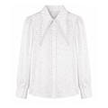 Mad Love Women’s Premium Satin Printed Shirt | Pearl Embellished Collar Full Sleeve Top | Elegant Casual Party Wear Stylish Western Shirt for Women