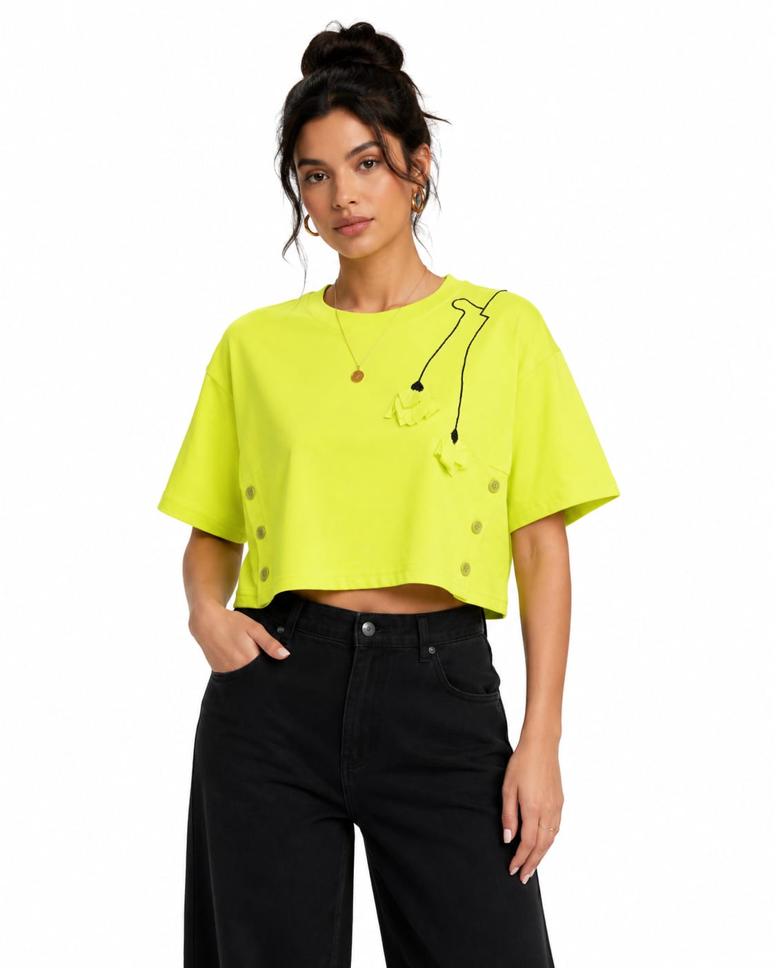 Mad Love Women’s Hot Pink Oversized Crop T-Shirt | Trendy Casual Loose Fit Half Sleeve Statement Top | Stylish Crop Tee for Slim, Curvy, Athletic & Petite Body Types