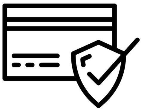 Icon of a shield with a card on a white background