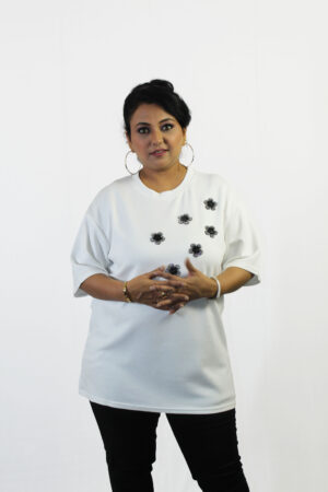 Midnight Bloom White T Shirt
