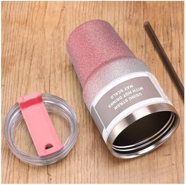 Madlove 600ml Sparkling Stainless Steel Coffee Mug (Pink) - Image 2