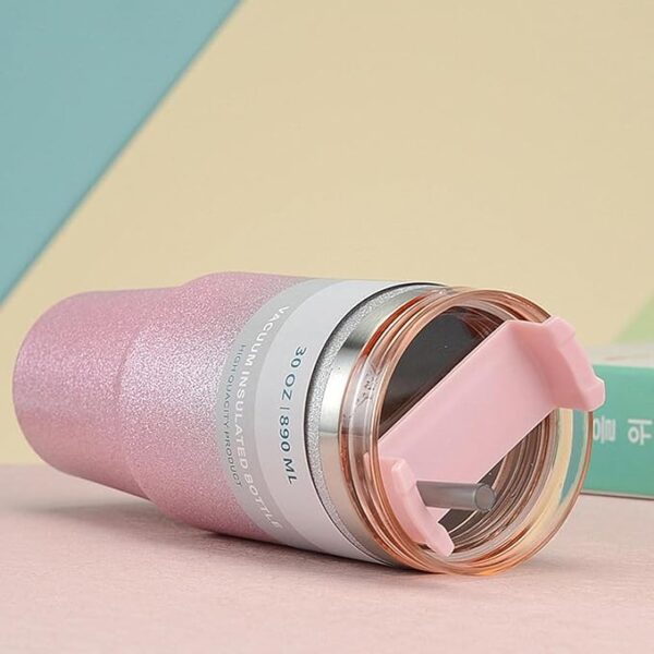 Madlove 600ml Sparkling Stainless Steel Coffee Mug (Pink) - Image 3