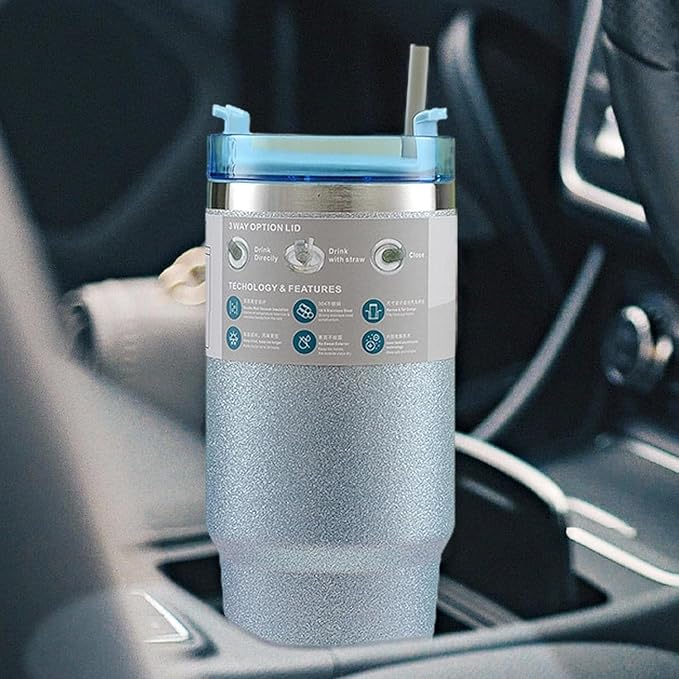 Madlove 600ml Sparkling Stainless Steel Coffee Mug (Blue)