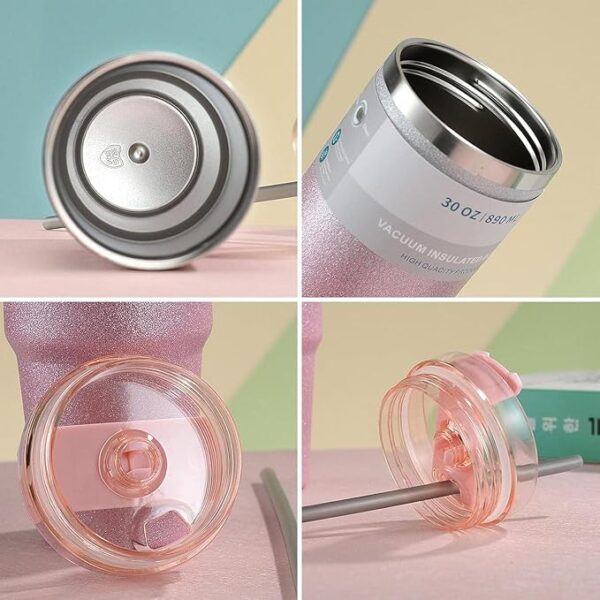 Madlove 600ml Sparkling Stainless Steel Coffee Mug (Pink) - Image 5
