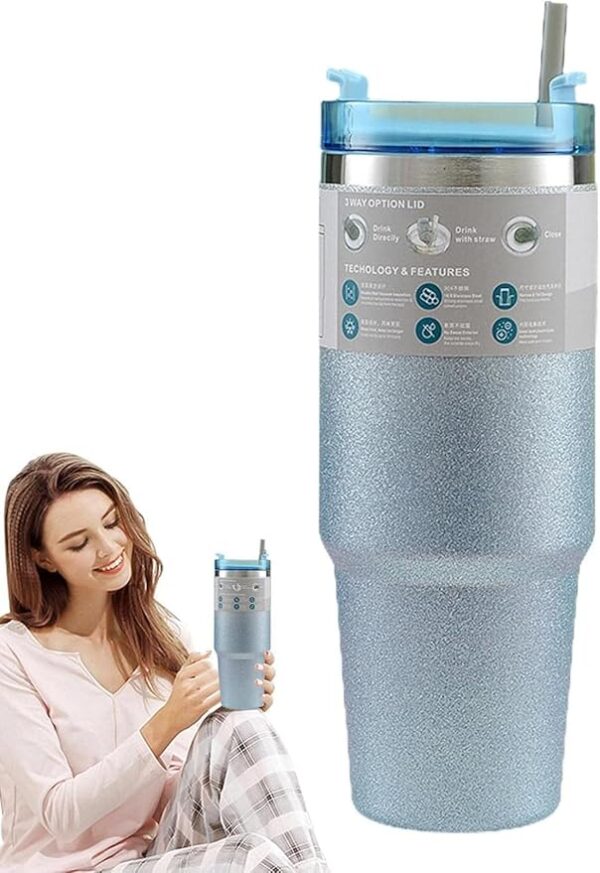 Madlove 600ml Sparkling Stainless Steel Coffee Mug (Blue) - Image 3